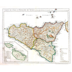 Carte de l'Isle et Royaume de Sicilie - G. Del'Isle / Buache 1745