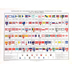 Pavillons et cocardes des principales puissances du Globe - J. Andriveau Goujon 1862