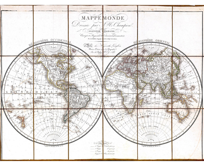 Mappemonde - J. N. Champion 1828