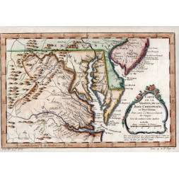 Carte De la Virginie, De La Baye Chesapeack, et Pays Voisins - N. Bellin 1750-60