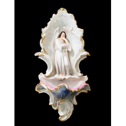 Acquasantiera in porcellana - Vieux Paris -  Francia- XIX secolo