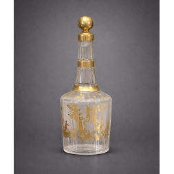 Bottiglia da liquore in cristallo molato e dorato