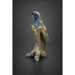 Pappagallo ornamentale in ceramica policroma