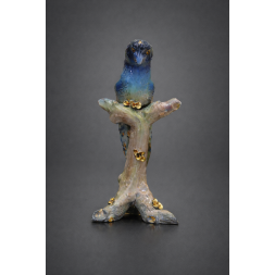 Pappagallo ornamentale in ceramica policroma