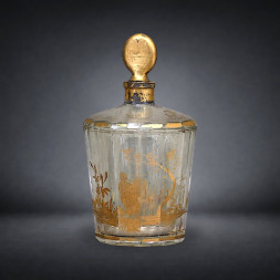 Flacone da toilette in cristallo molato e dorato