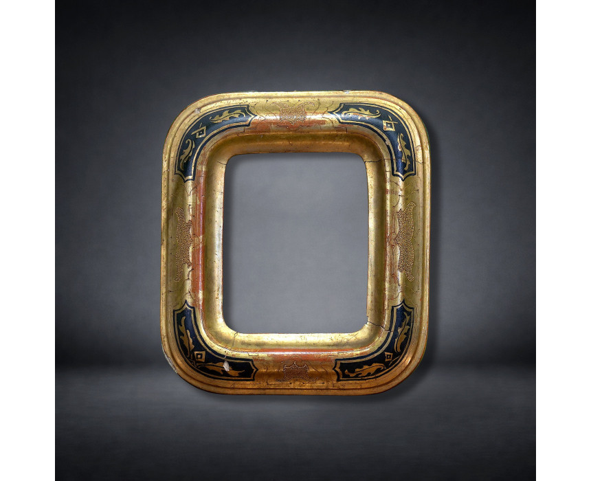 Rectangular gilt and polychrome wooden frame