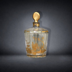 Flacone da toilette in cristallo molato e dorato