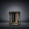 Ceremonial Stool with Anthropomorphic Supports, Cowrie Shells and Coin Inlays