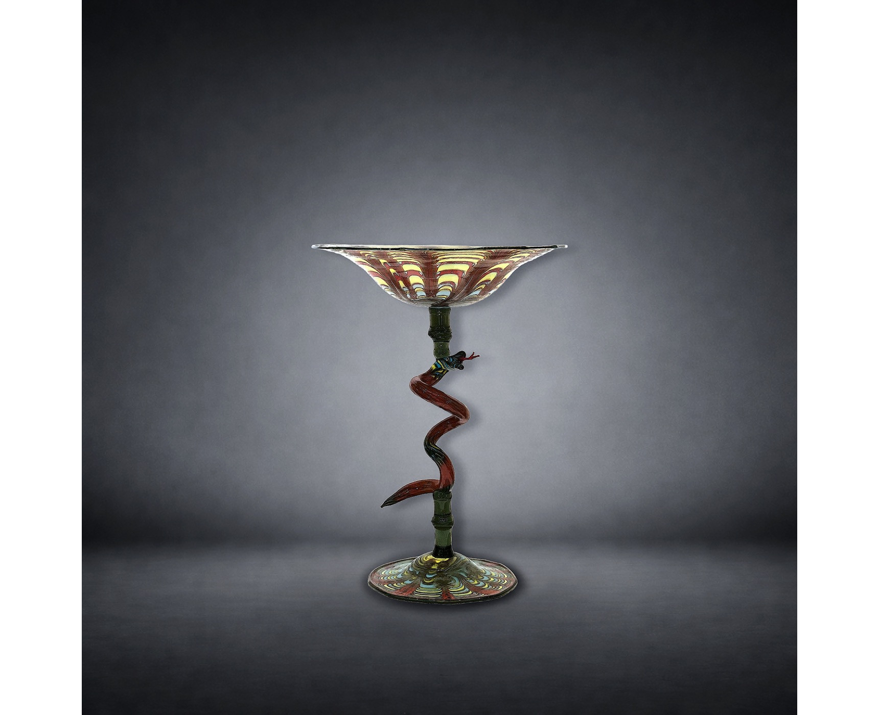 Murano Glass Goblet with Coiling Serpent