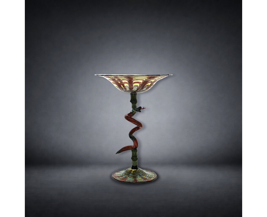 Murano Glass Goblet with Coiling Serpent