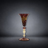 Venetian Ruby Glass Goblet with Winged Putti and Gilded Decoration
