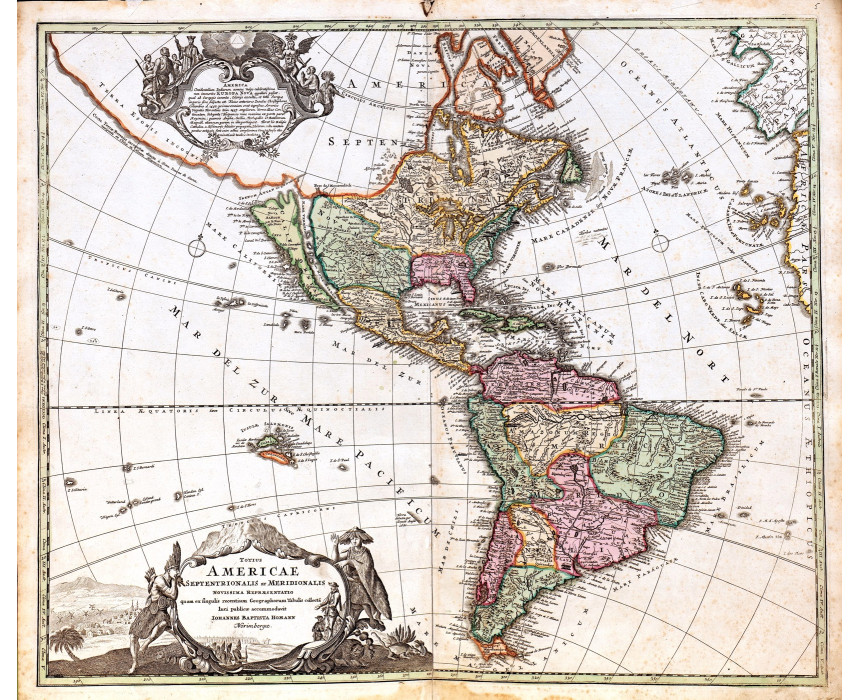 Totius Americae Septentrionalis et Meridionalis - Homann 1707