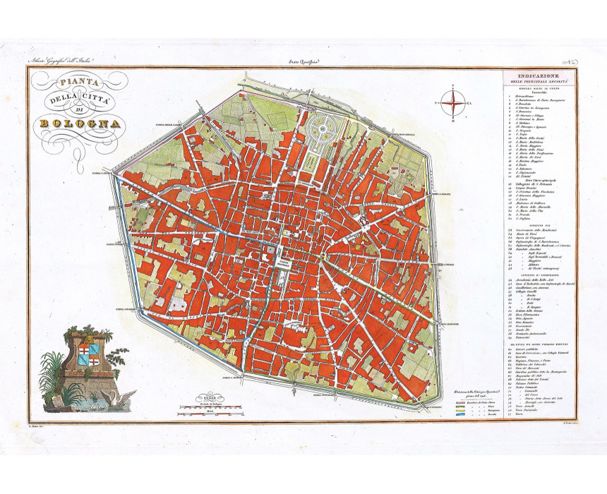 Pianta della città di Bologna - Zuccagni Orlandini 1835-45
