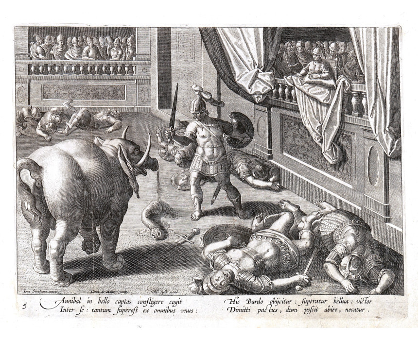 Annibal in bello captos confligere cogit - J. Stradanus 1596